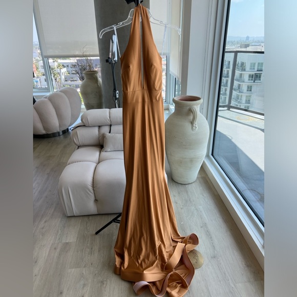 Camel Brown Maxi Halter Gown - Picture 5 of 8